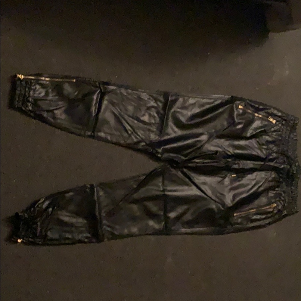 Black Leather Joggers